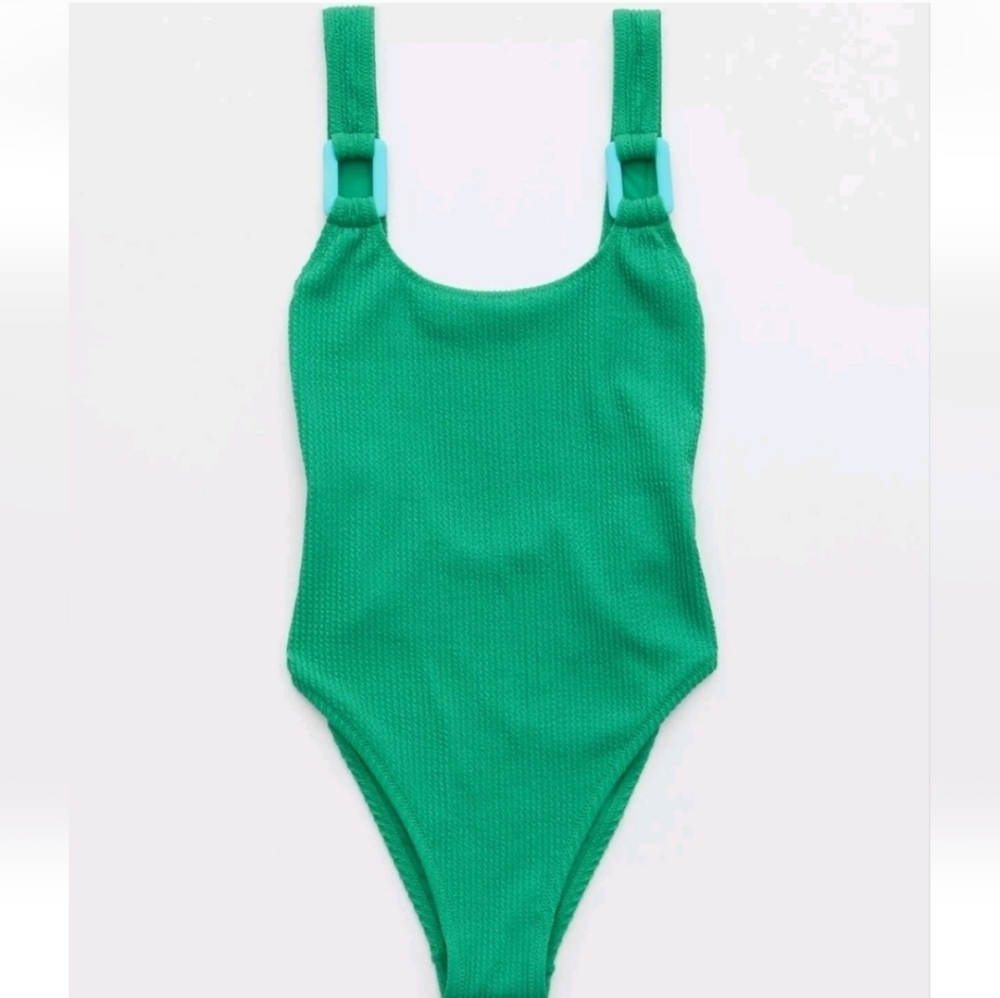 Aerie Green Ribbed Swimsuit Size Small